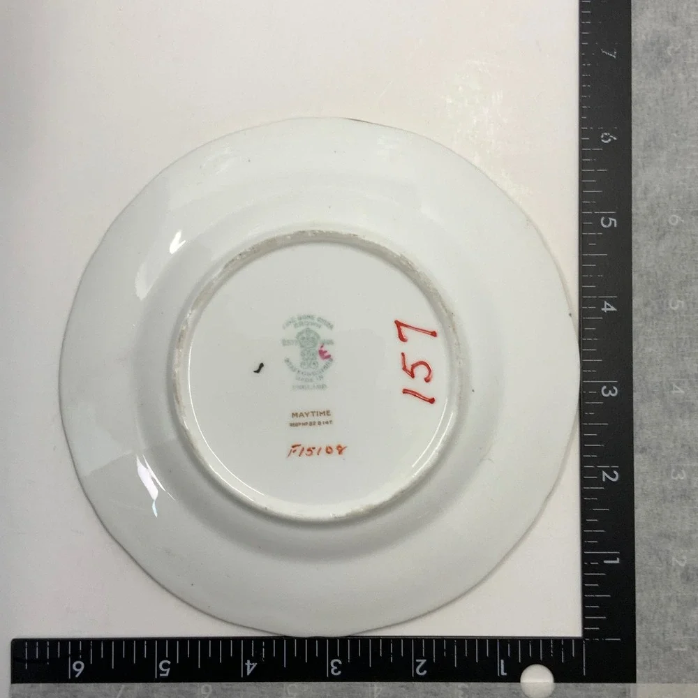 Vintage Crown Staffordshire Maytime 828147 Bone China Pink Floral Saucer 5.5in